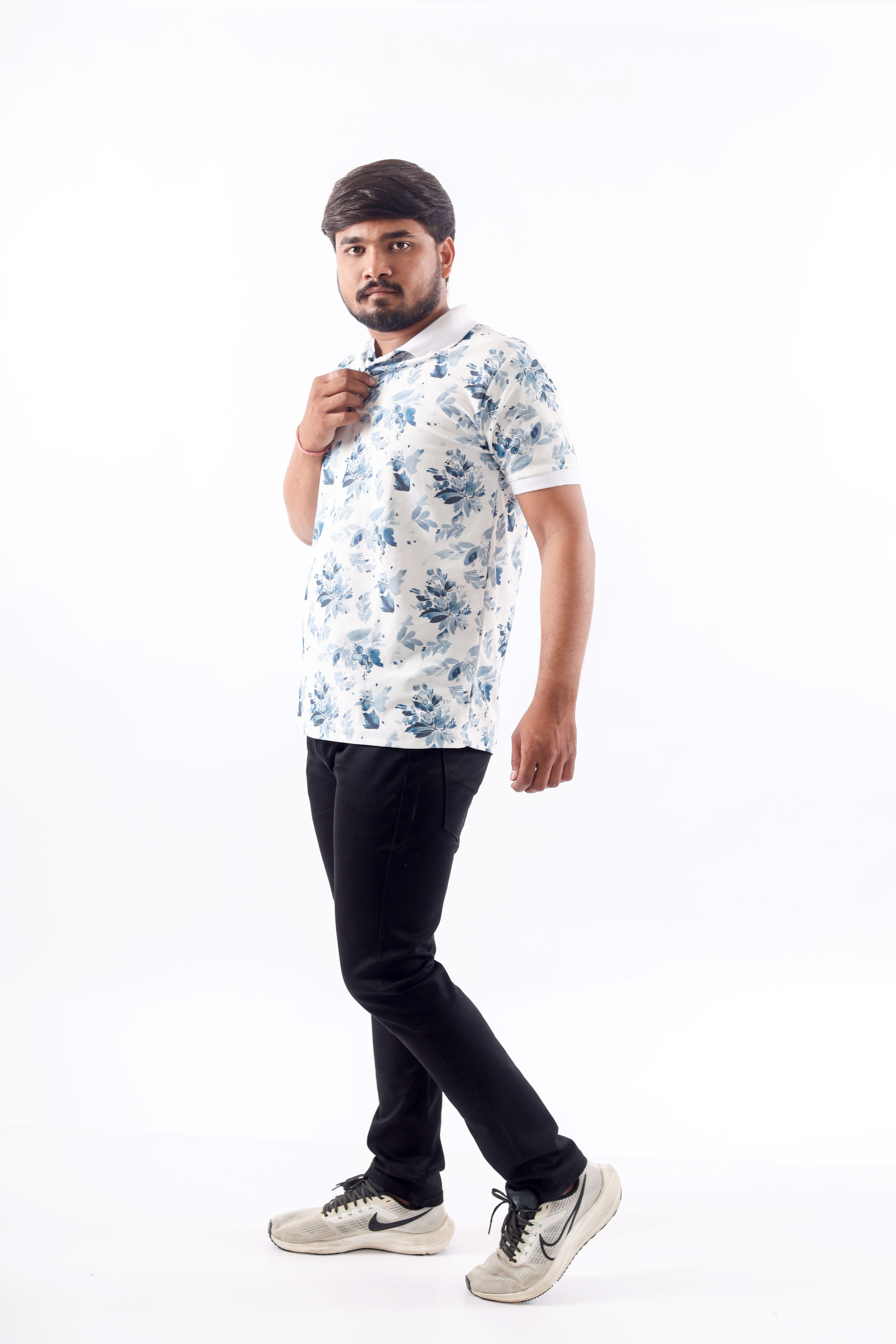 Flower Print Polo T-shirt