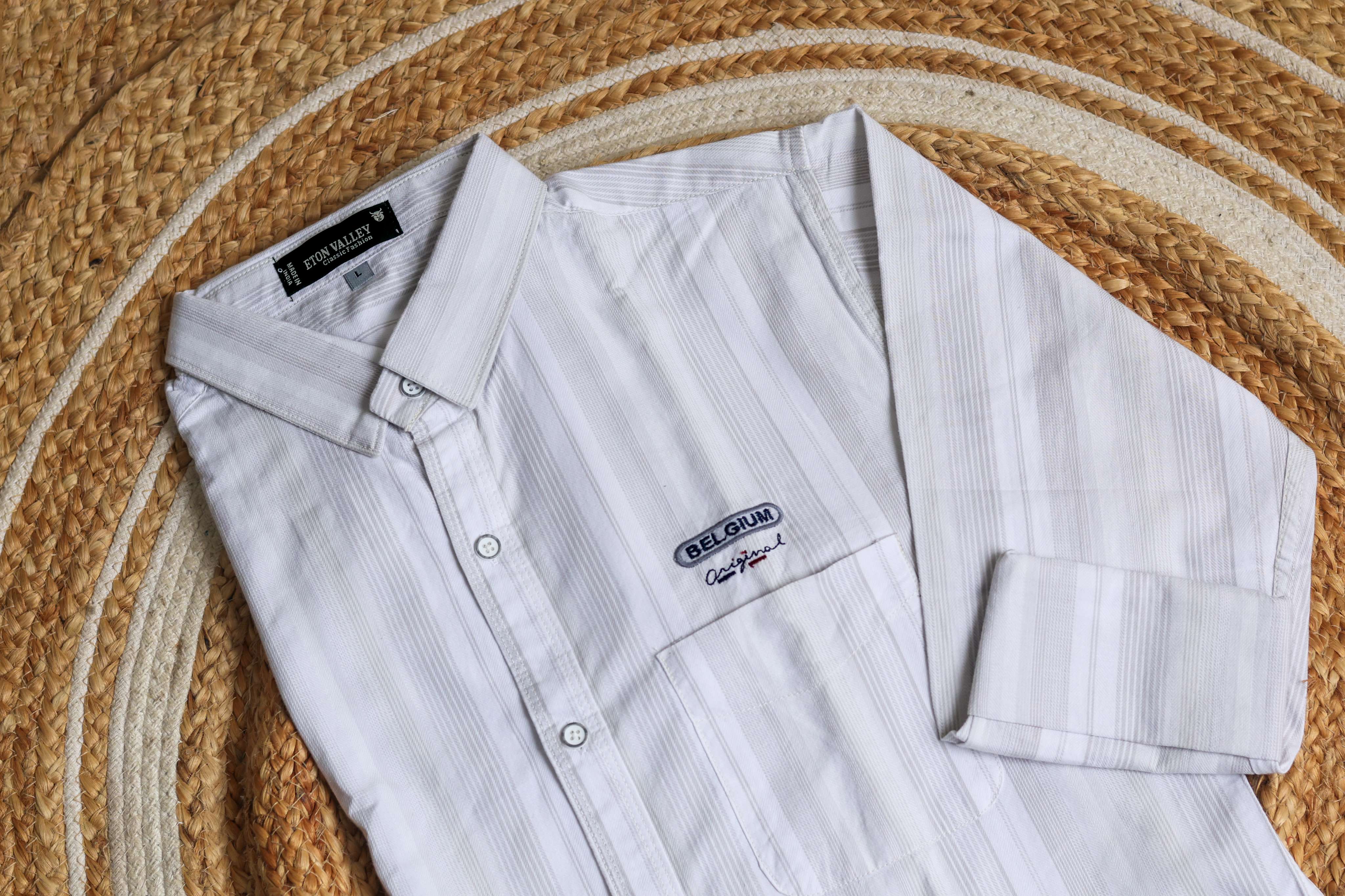 white lined shirt