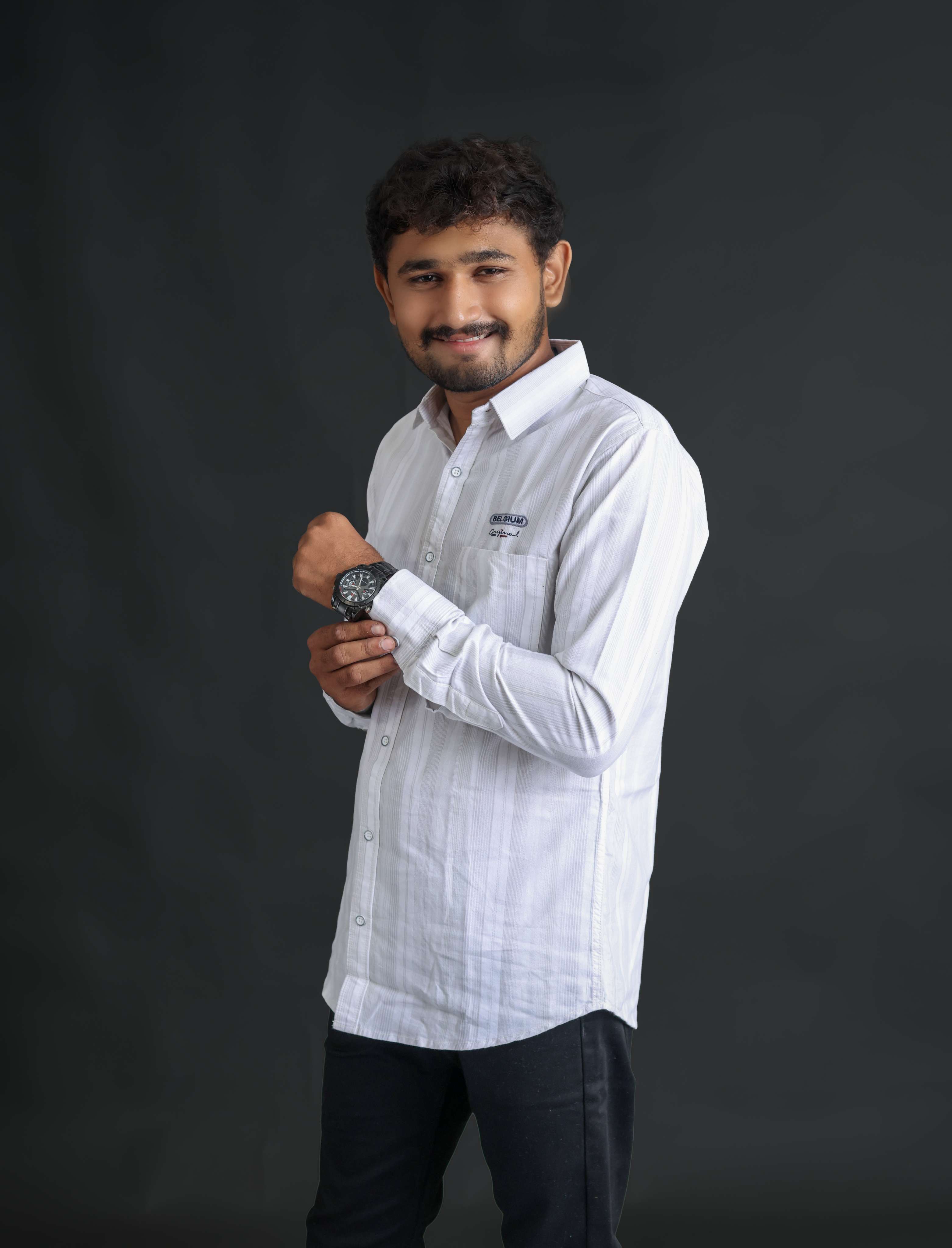 white lined shirt