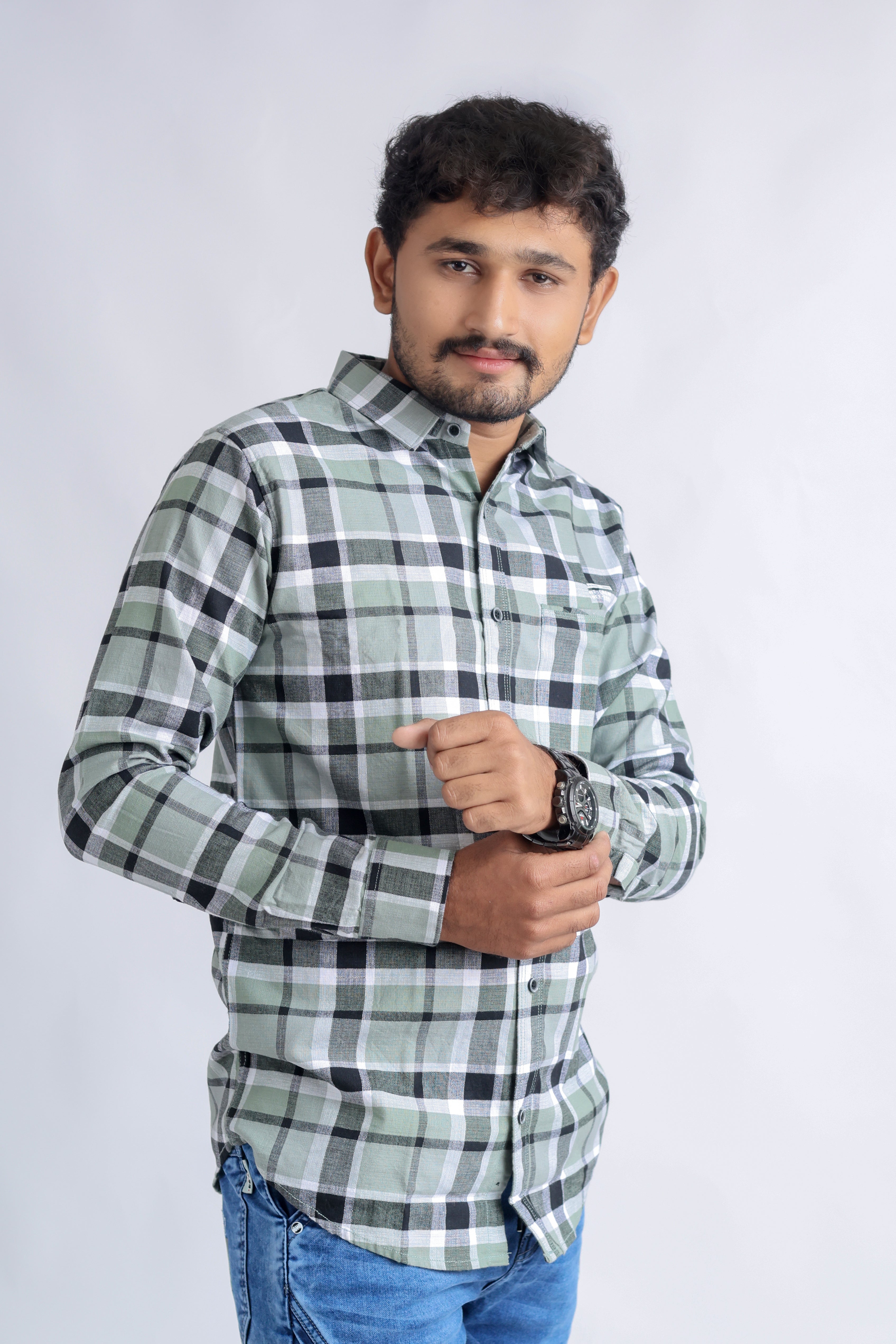 green checks shirt