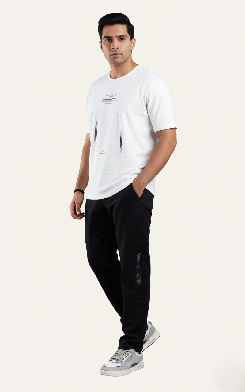 slim fit cotton stripes cargo