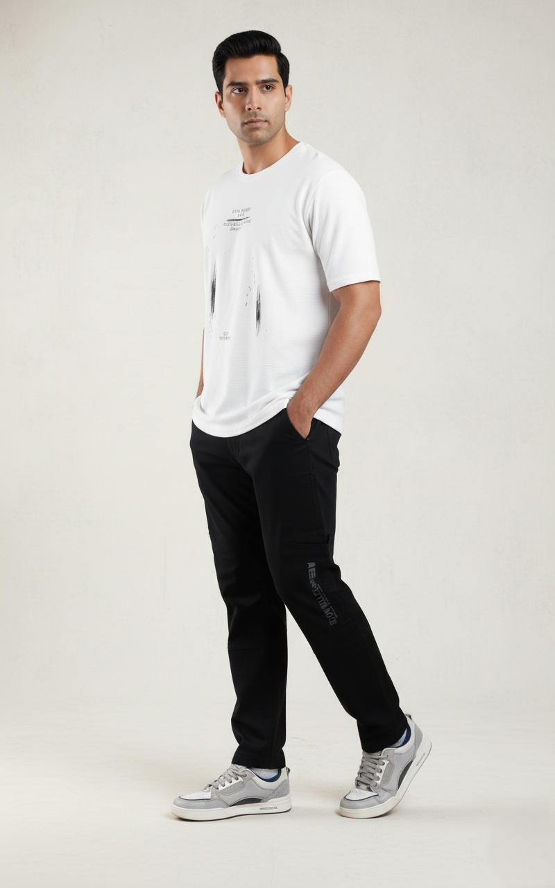 slim fit cotton stripes cargo