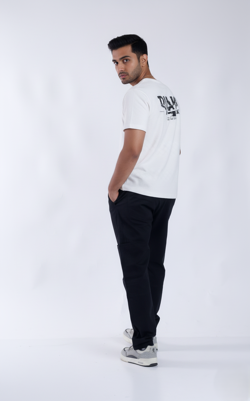 slim fit cotton stripes cargo