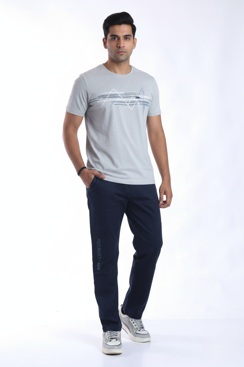 slim fit cotton stripes cargo