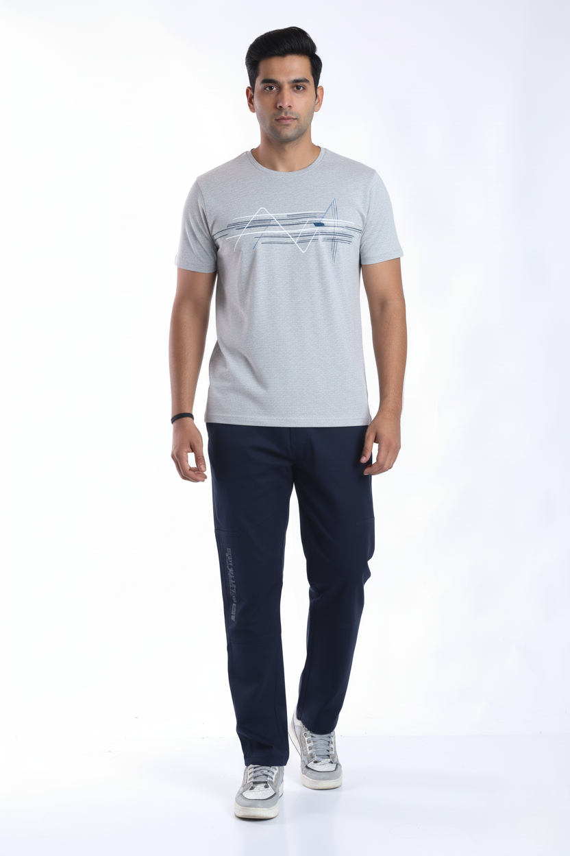 slim fit cotton stripes cargo
