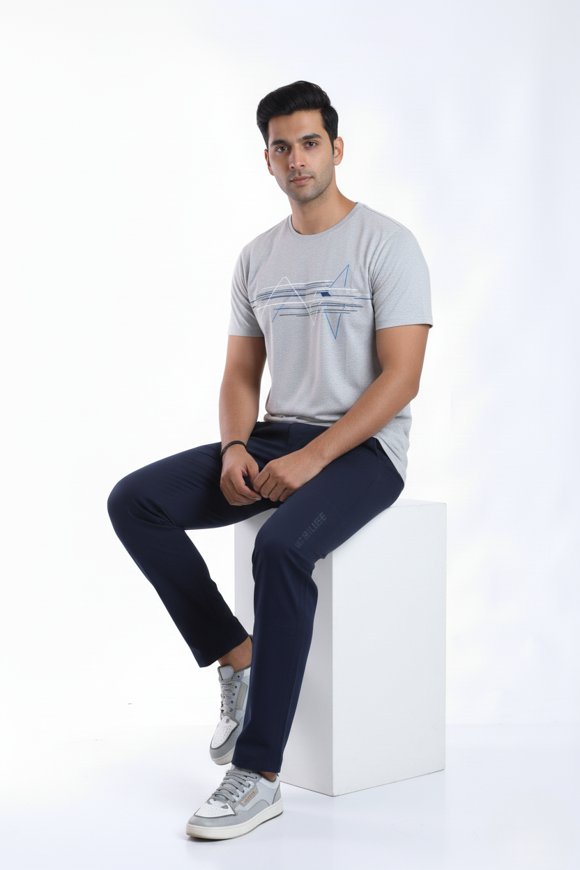 slim fit cotton stripes cargo