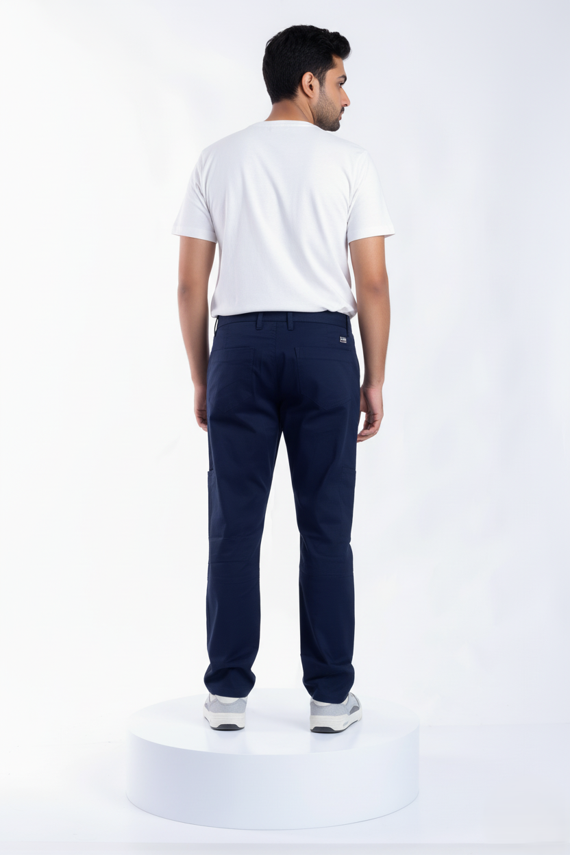 slim fit cotton stripes cargo