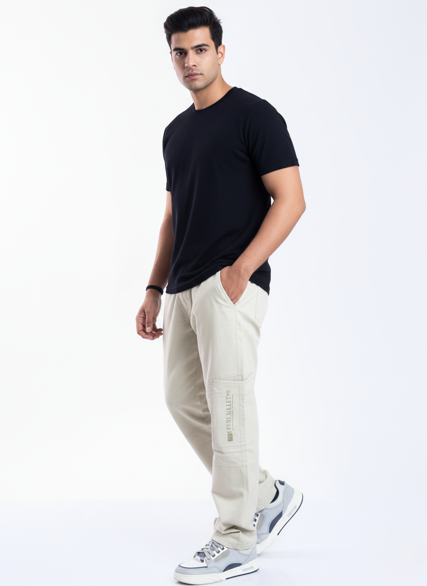 slim fit cotton stripes cargo