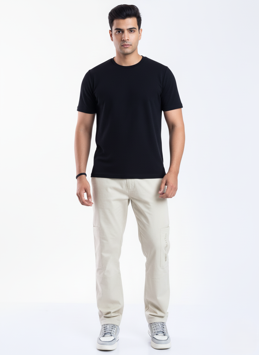 slim fit cotton stripes cargo
