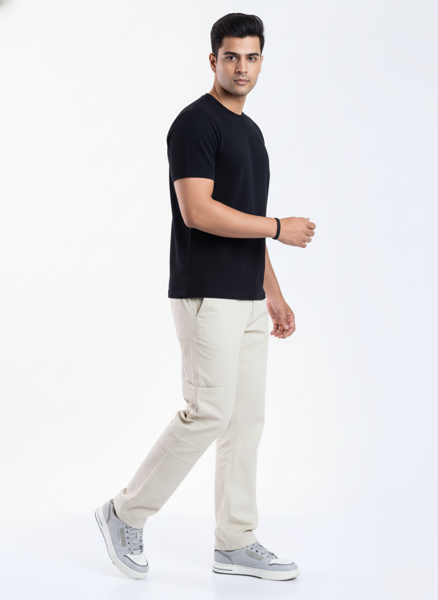 slim fit cotton stripes cargo