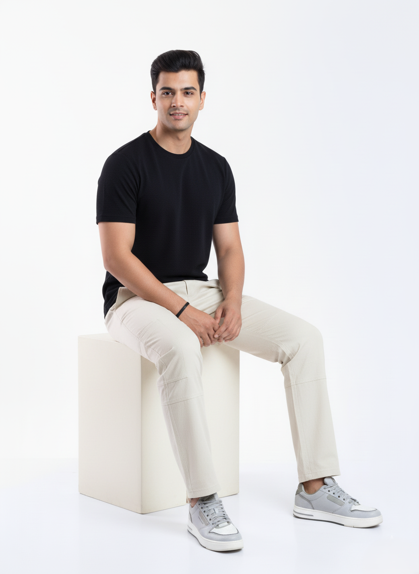 slim fit cotton stripes cargo