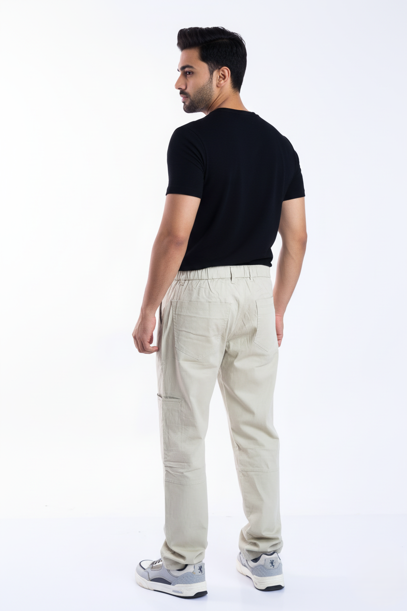 slim fit cotton stripes cargo