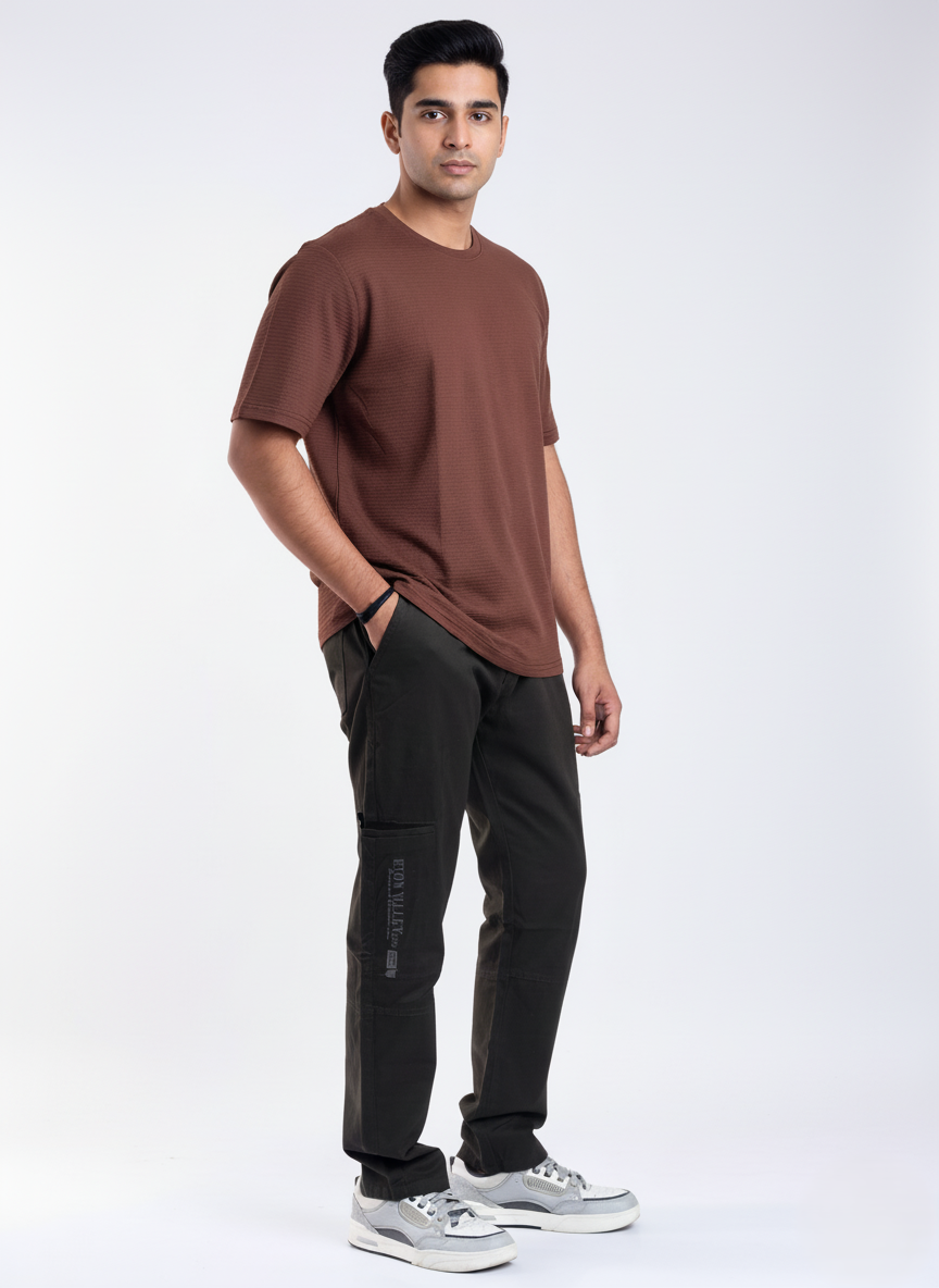 slim fit cotton stripes cargo