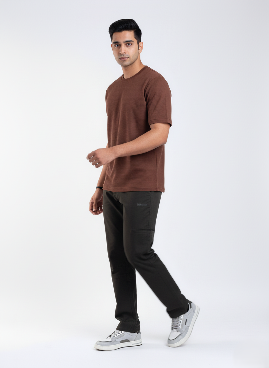 slim fit cotton stripes cargo