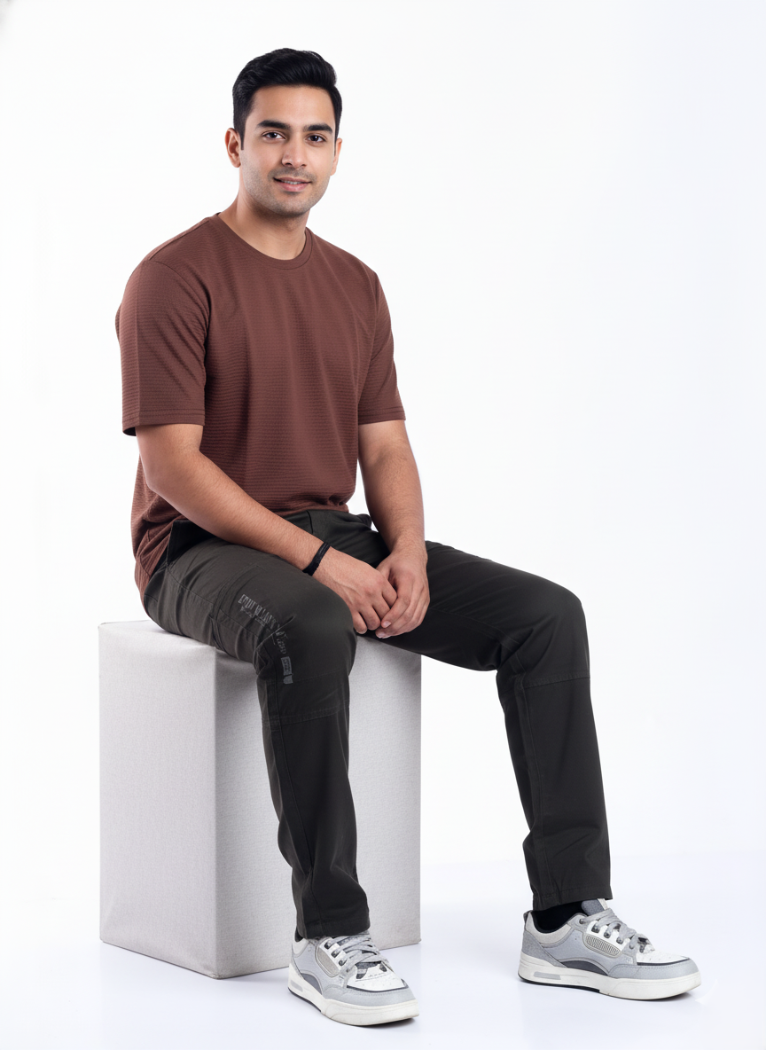 slim fit cotton stripes cargo