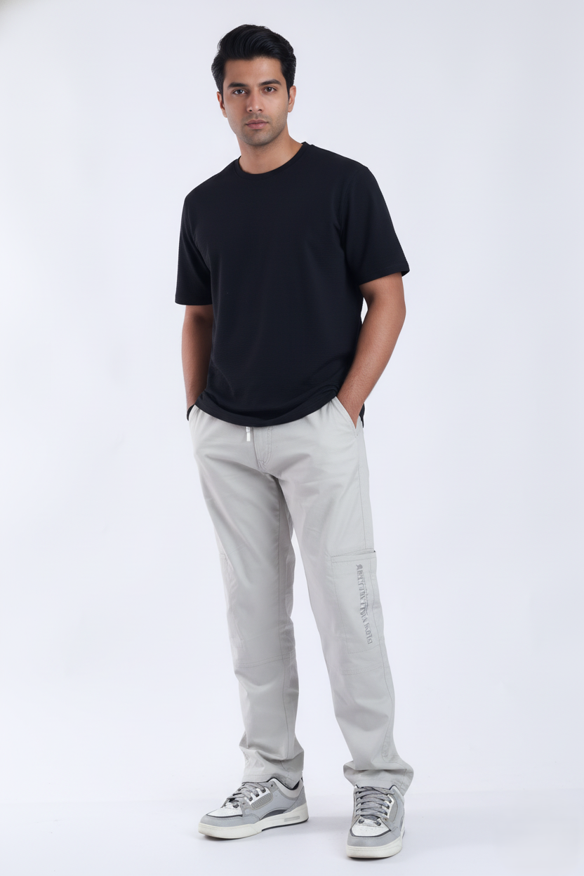slim fit cotton stripes cargo