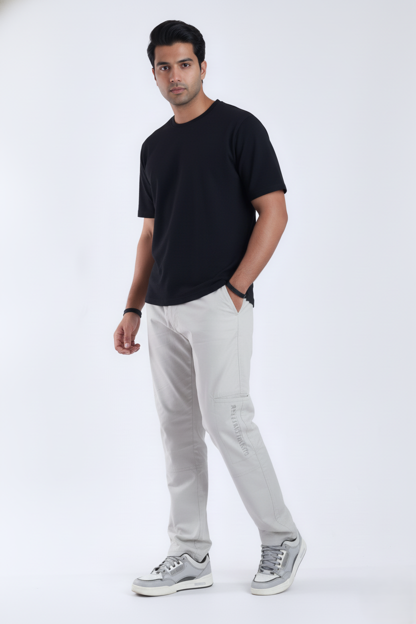 slim fit cotton stripes cargo