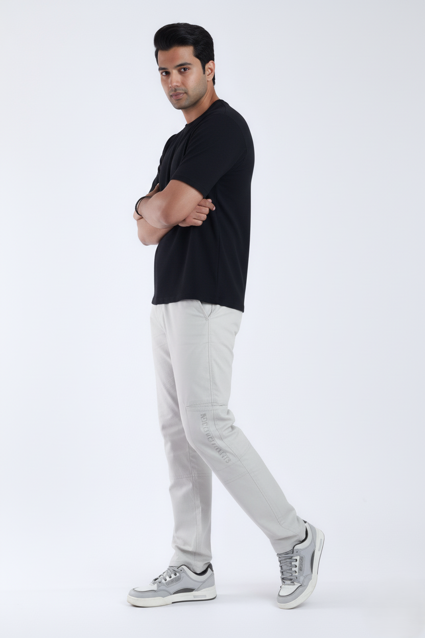 slim fit cotton stripes cargo