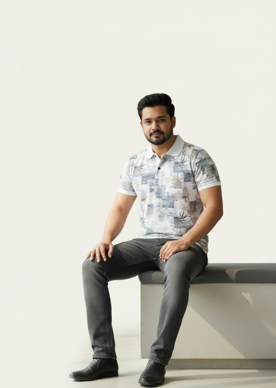 Dark Print Polo T-shirt