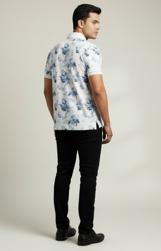 Flower Print Polo T-shirt