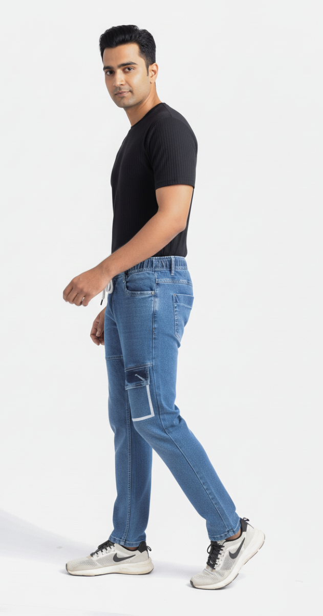 Denim cargo jeans